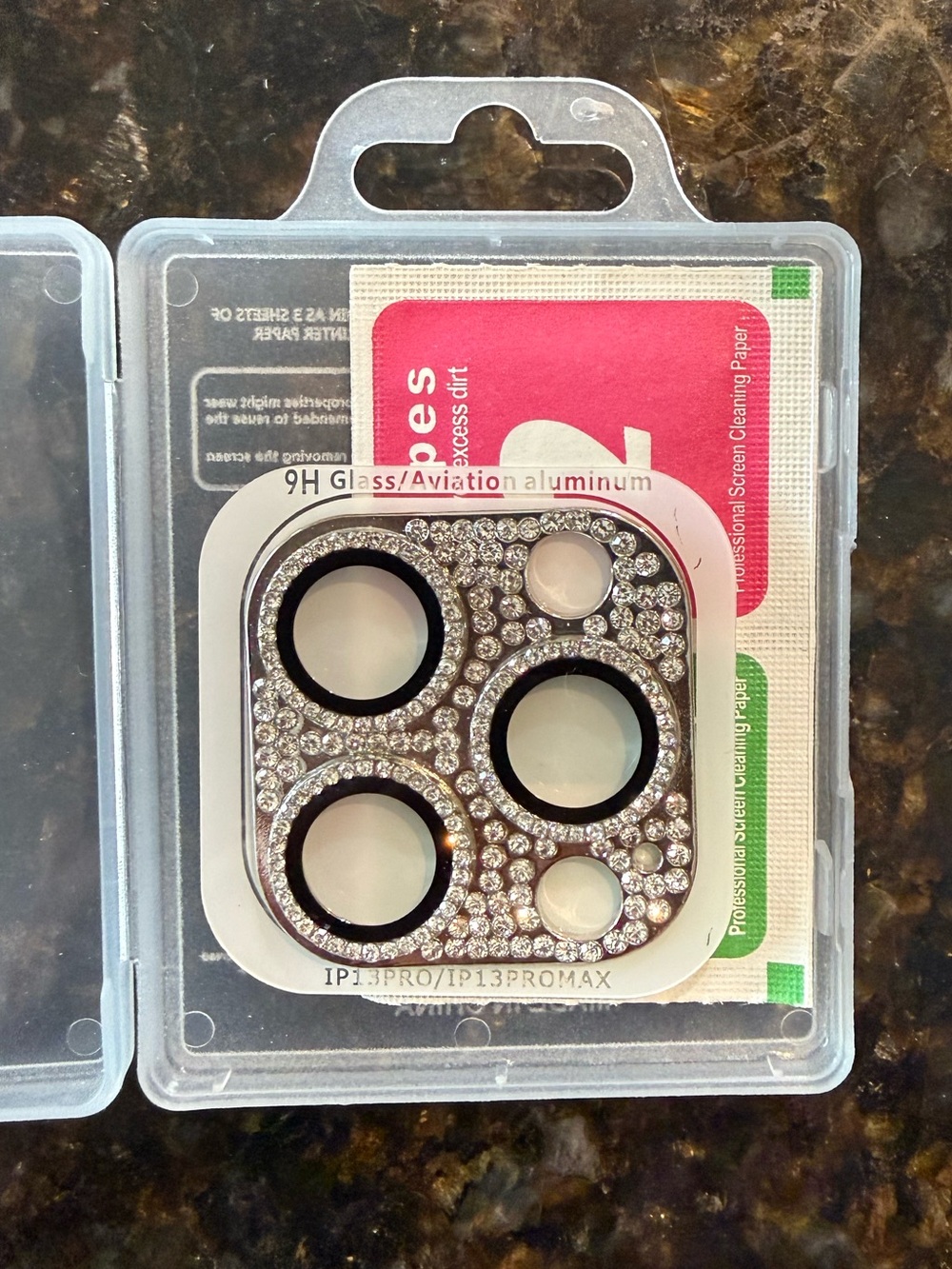 iPhone 13 Pro / 13 Pro Max Silver Glitter Diamond Camera Lens Cover NIB